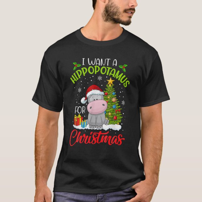 Jag vill ha en hippopotamus till Juli Julafton Hip T Shirt (Framsida)