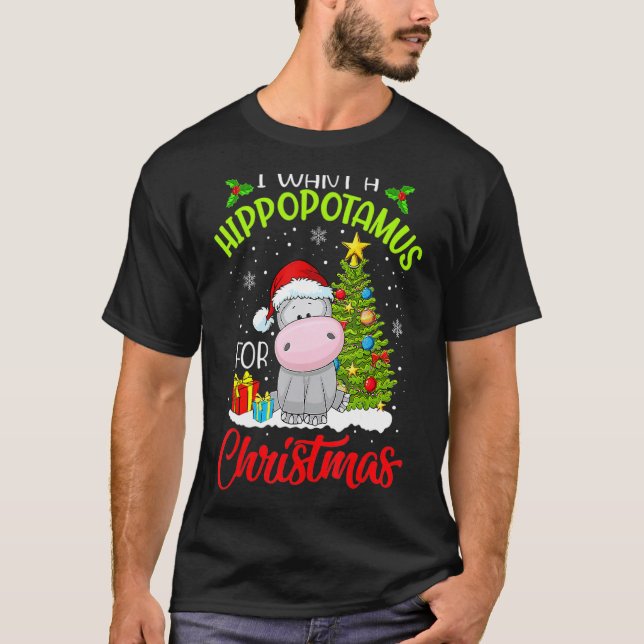 Jag vill ha en hippopotamus till Juli Julafton Hip T Shirt (Framsida)