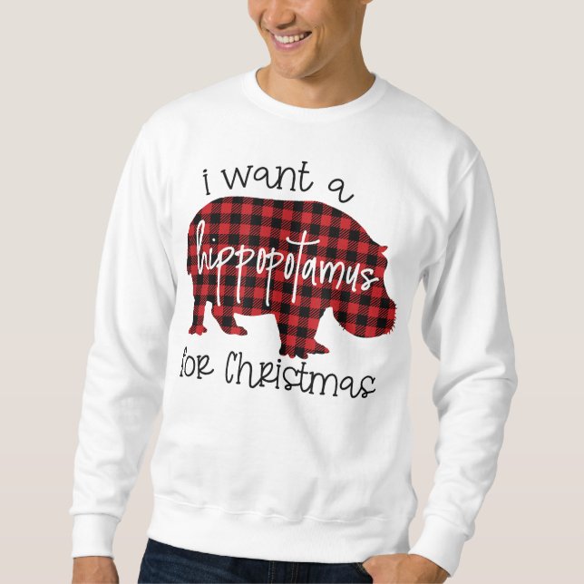 Jag vill ha en hippopotamus till julklapp lång ärmad tröja (Framsida)