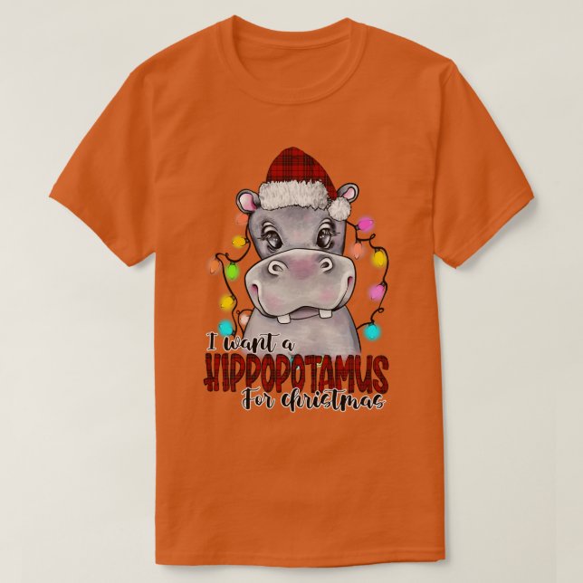 Jag vill ha en hippopotamus till julklapp Mönster T Shirt (Design framsida)