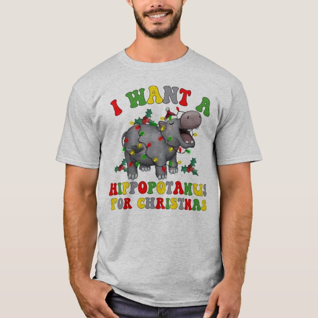Jag vill ha en hippopotamus till julklapp t shirt (Framsida)