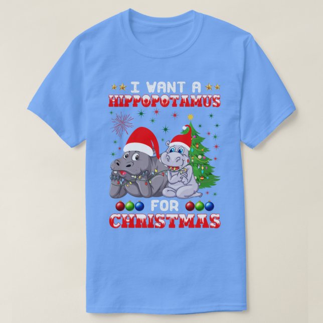 Jag vill ha en hippopotamus till julklappen Hippo  T Shirt (Design framsida)