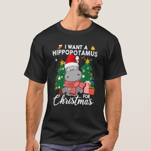 Jag vill ha en hippopotamus till julklappen Hippo  T Shirt (Framsida)
