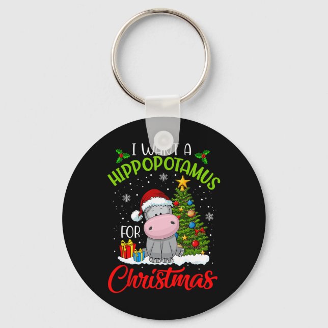 Jag vill ha en hippopotamus till jultomten Hippo P Nyckelring (Framsida)