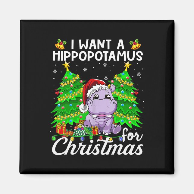 Jag vill ha en hippopotamus till jultomten Ljus Magnet (Framsidan)