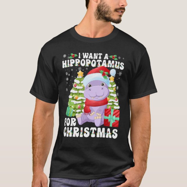 Jag vill ha en hippopotamus till jultomten Ljus T Shirt (Framsida)