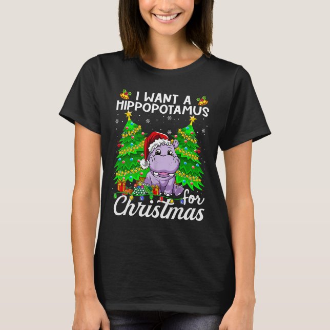 Jag vill ha en hippopotamus till jultomten Ljus T Shirt (Framsida)