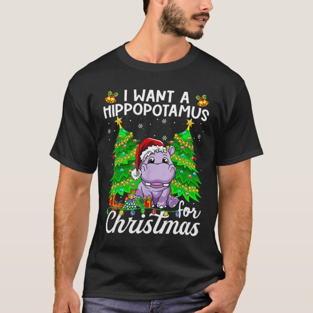 Jag vill ha en hippopotamus till jultomten Ljus T Shirt (Framsida)