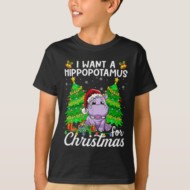 Jag vill ha en hippopotamus till jultomten Ljus T Shirt (Framsida)