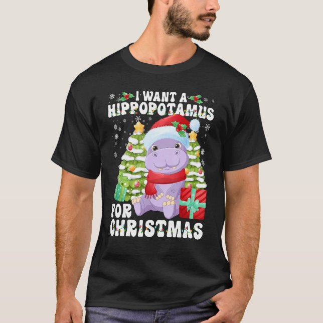 Jag vill ha en hippopotamus till jultomten Ljus T Shirt (Framsida)