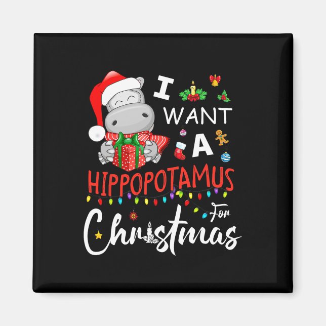 Jag vill ha en hippopotamus till jultomten magnet (Framsidan)