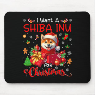 Jag vill ha en Shiba Inu till julägaren Santa Hund Musmatta