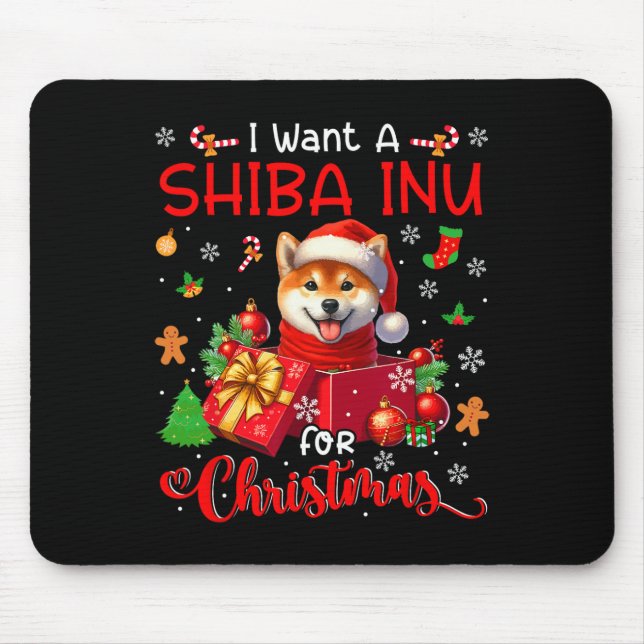 Jag vill ha en Shiba Inu till julägaren Santa Hund Musmatta (Framsidan)