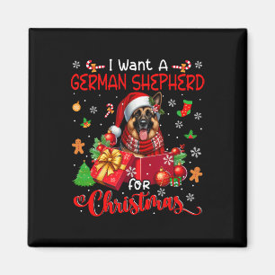 Jag vill ha en tysk shepherd till jultomten Hund I Magnet