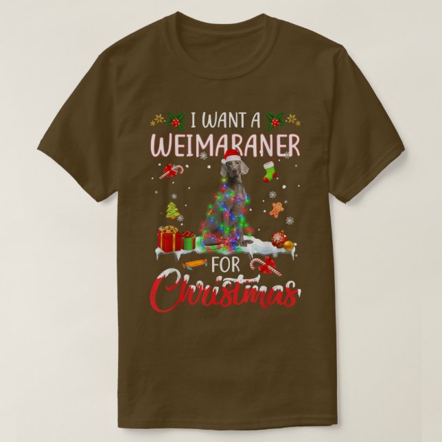 Jag vill ha en Weimaraner till jul Julafton Ljus S T Shirt (Design framsida)