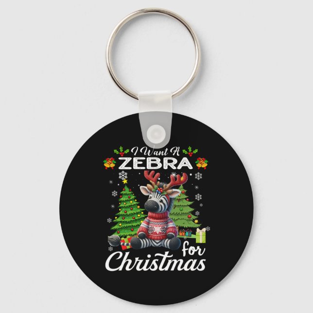Jag vill ha en Zebra till julklapparna Julafton Co Nyckelring (Framsida)
