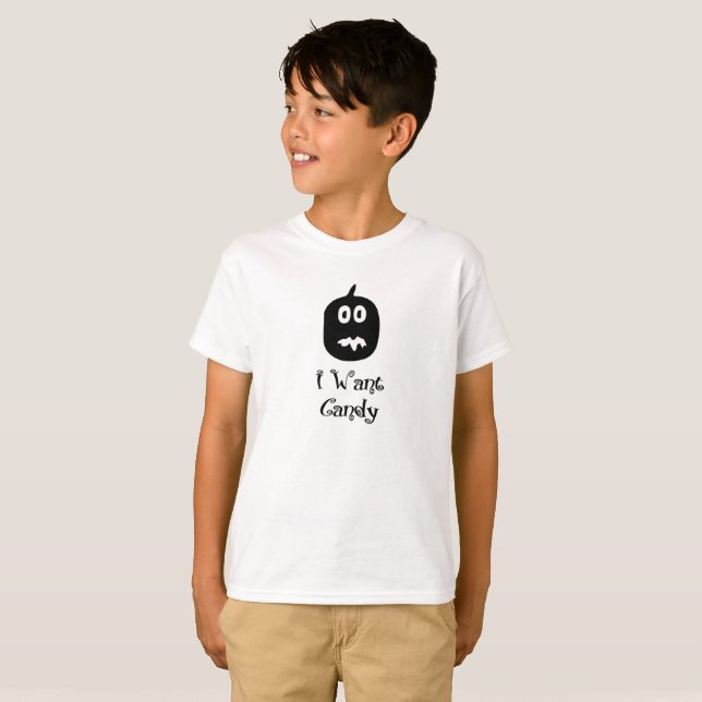 Jag Vill Ha Godis Pumpa T Shirt (Hel framsida)
