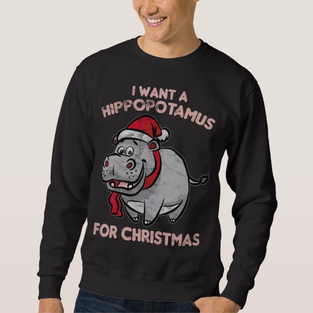 Jag vill ha Hippopotamus Lång Ärmad Tröja (Framsida)