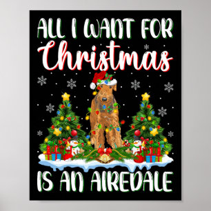 Jag vill ha jul är en airedale Terrier Hund Xma Poster