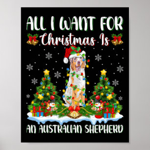 Jag vill ha jul är en Australian shepherd-Hund Poster