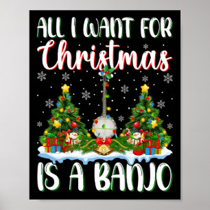 Jag vill ha jul är en Banjo Julafton Träd Ljus Poster