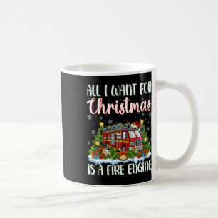 Jag vill ha jul är en brandmotor Julafton Träd Li Kaffemugg