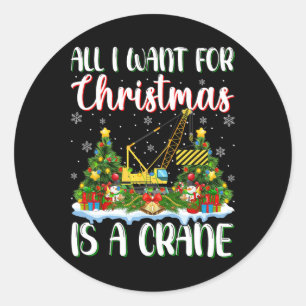 Jag vill ha jul är en Crane Julafton Träd Ljus Runt Klistermärke