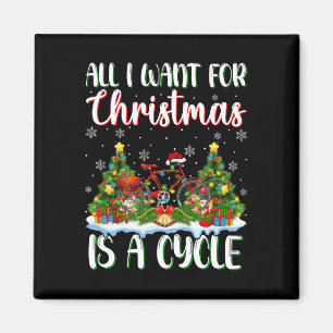 Jag vill ha jul är en cykel Julafton Träd Ljus Magnet