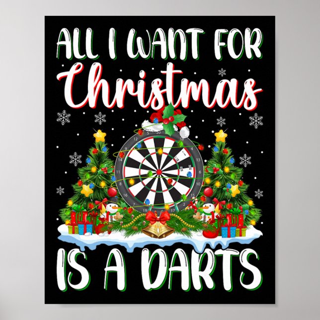 Jag vill ha jul är en Darts Julafton Träd Ljus Poster (Framsidan)