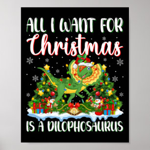 Jag vill ha jul är en Dilofosaurus Julafton Träd Poster