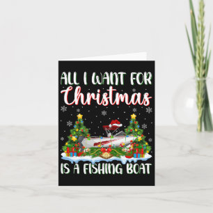 Jag vill ha jul är en fiskebåt Julafton Träd L Kort