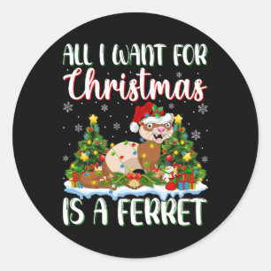 Jag vill ha jul är en Julafton Träd Ljus Runt Klistermärke