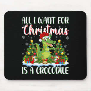 Jag vill ha jul är en krokodil Julafton Träd Ligh Musmatta