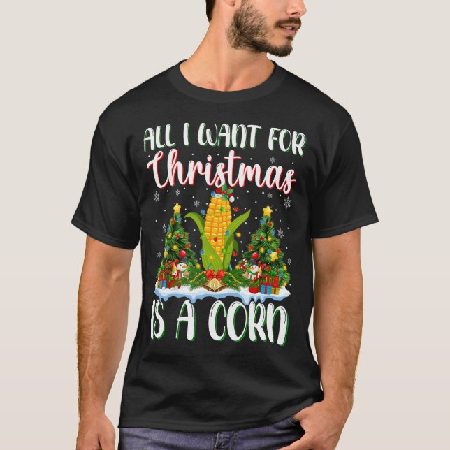 Jag vill ha jul är en Maj Julafton Träd Ljus T Shirt (Framsida)