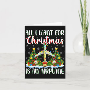 Jag vill ha jul är ett flygplan Julafton Träd Ligh Kort