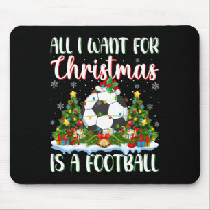 Jag vill ha jul är ett fotbollsljus Julafton Träd Musmatta