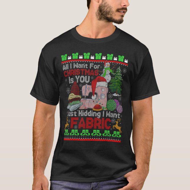 Jag vill ha jul är Fabric-garnet som klär sig T Shirt (Framsida)