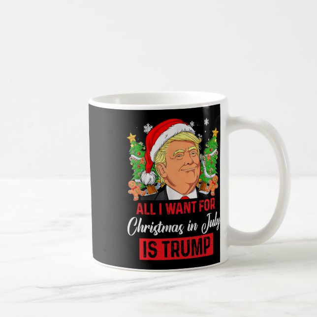 Jag vill ha julen i juli är Trump Funny Santa Kaffemugg (Höger)