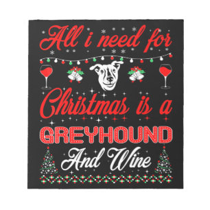 Jag vill ha julklappen och vin-gåvan. anteckningsblock