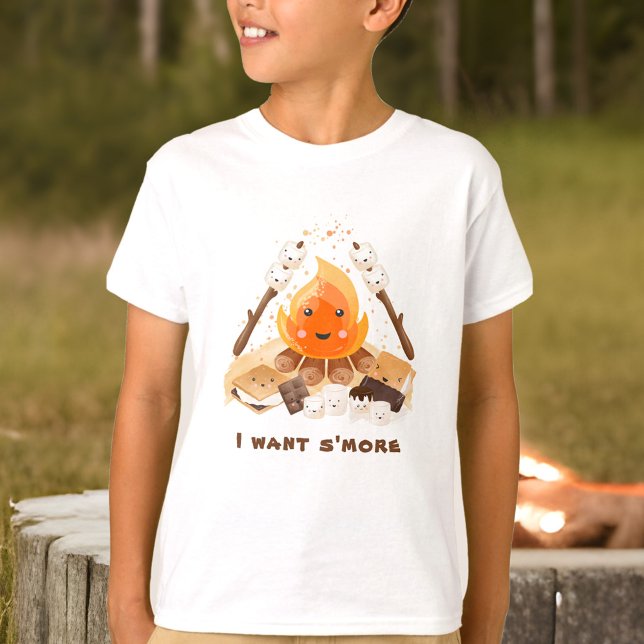 Jag vill ha mer Cute Roligt Camping-pojke T Shirt (I Want S'more Cute Fun Camping Campfire boy T-Shirt)