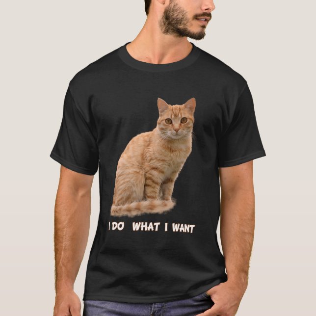 Jag vill ha Orange Tabby katt T Shirt (Framsida)
