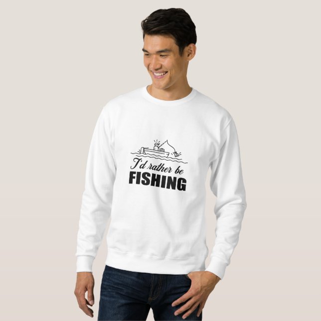 Jag vill hellre fiska lång ärmad tröja (Hel framsida)