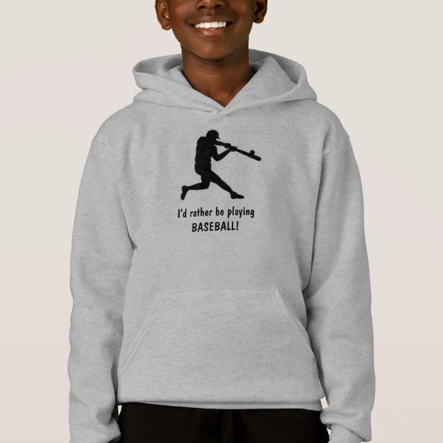 Jag vill hellre spela Baseball! Barn Hoodie Tee Shirt (Framsida)