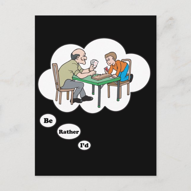 Jag vill hellre spela Cribbage Vykort (Framsida)