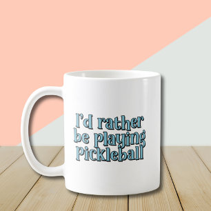 Jag vill hellre spela pickleball Blue Retro Text Kaffemugg