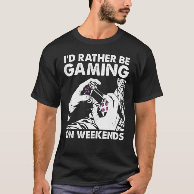 Jag vill hellre spela videospel för Online G T Shirt (Framsida)