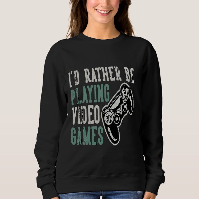Jag vill hellre spela videospel t shirt (Framsida)