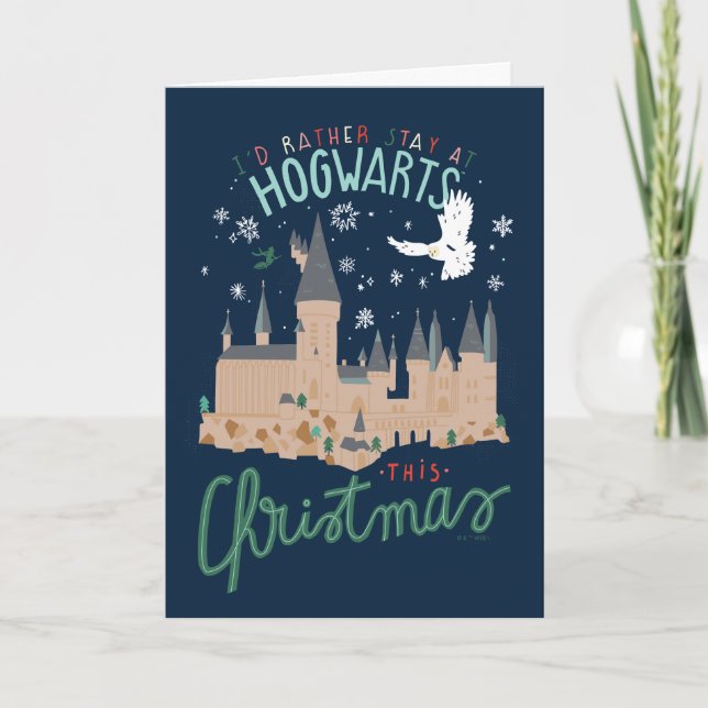 Jag vill hellre stanna på Hogwarts i jul Helgkort (Framsida)