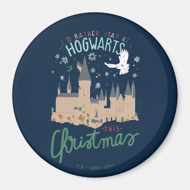 Jag vill hellre stanna på Hogwarts i jul Magnet (Framsidan)