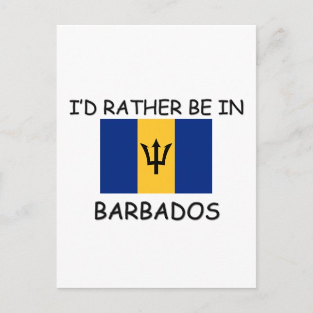 Jag vill hellre vara i Barbados Vykort (Framsida)
